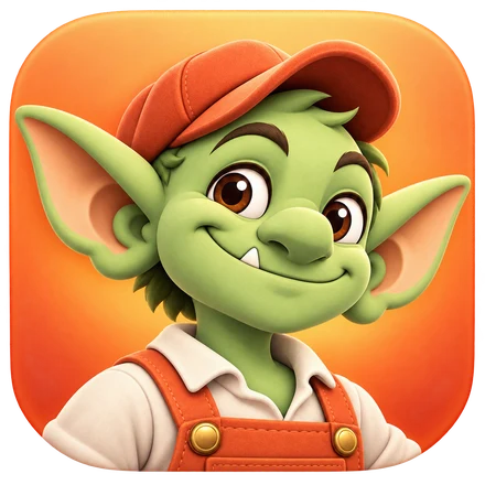 Mechanic: Goblin in his red cap against warm orange
